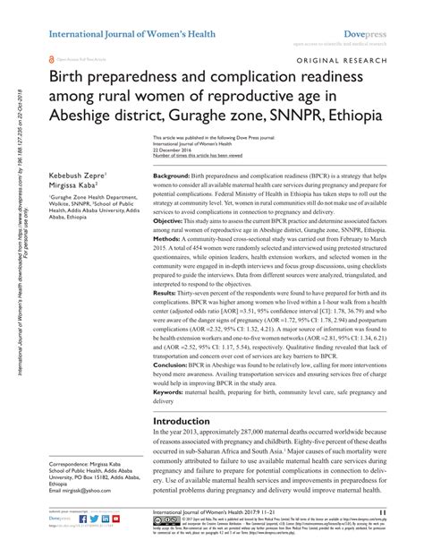 PDF Birth Preparedness And Complication Readiness