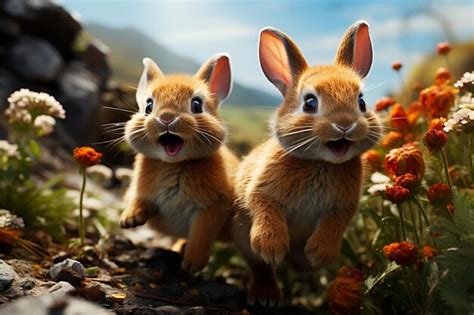 Premium Ai Image Cute Funny Bunny In The Field