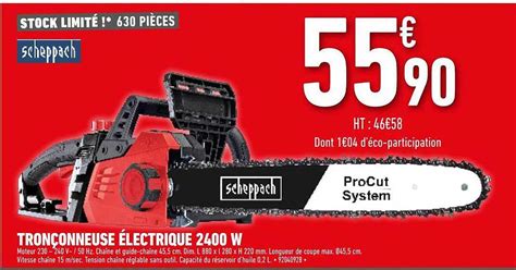 Promo Tronçonneuse électrique 2400 W Scheppach chez Brico Cash