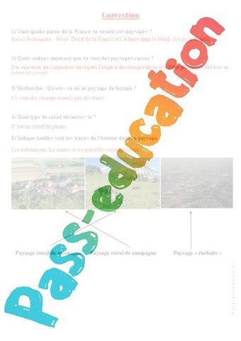 Les paysages ruraux Ce2 Exercices PDF à imprimer par Pass