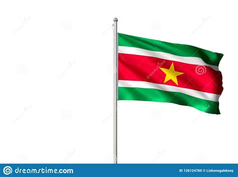 Bandera Nacional De Suriname Que Agita El Ejemplo Realista Aislado D