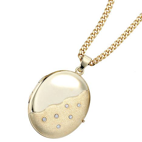 Sigo Medaillon Oval Gold Gelbgold Mattiert Diamanten Anh Nger