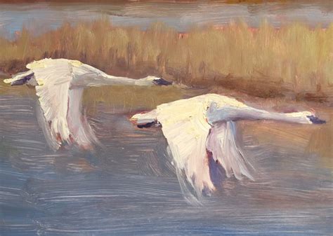 Swan Oil Painting, Painting of Swans, Print From Original Oil Painting ...