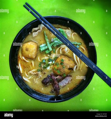 Malaysian Curry Pan Mee Noodle Soup Stock Photo Alamy