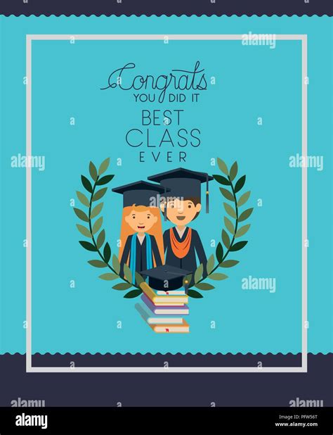 Graduation Card With Couple Graduates Stock Vector Image And Art Alamy