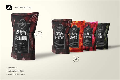 Doypack Snacks Packaging Mockup Design Cuts