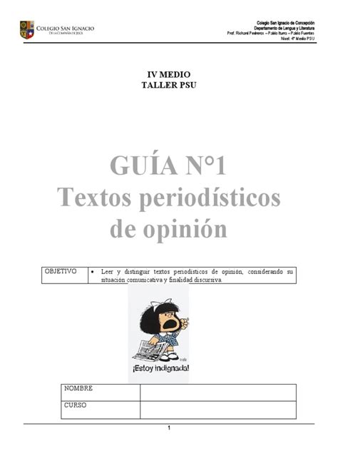 Guía 1 Psu Leng Géneros de Opinión | PDF | Espectro autista | Science 