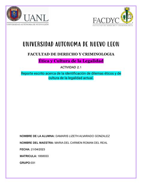 EVIDENCIA 2 1 ETICA Y CULTURA DE LA LEGALIDAD UNIVERSIDAD AUTONOMA DE