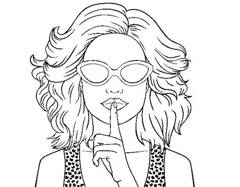 Girl With Sunglasses Coloring Page Coloringcrew