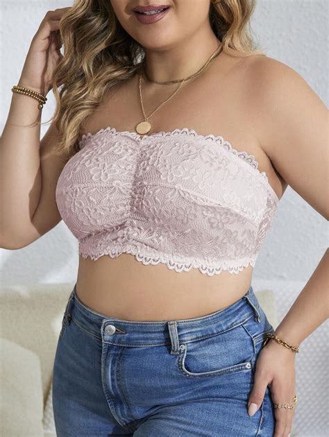 Plus Lace Strapless Bralette Shein Usa