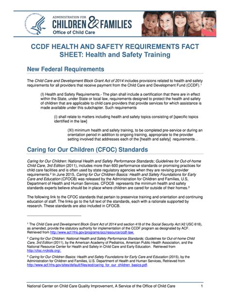 Fillable Online Ccdf Health And Safety Requirements Fact Fax Email