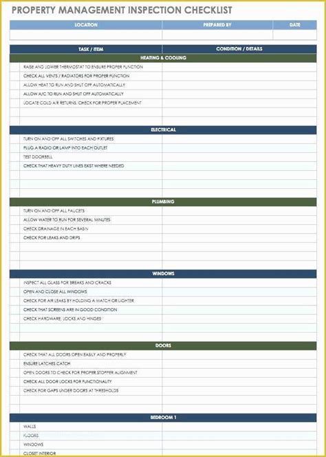 Property Management Maintenance Checklist Template