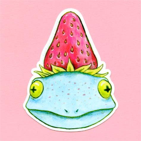 Sticker Strawberry Frog Monster