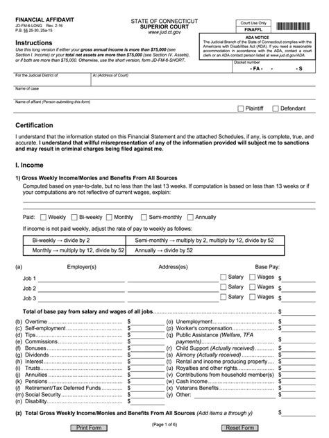 Fillable Online Jud Ct How To Fill Out The Financial Affidavit Form