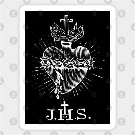 Sacred Heart Of Jesus Christ Vintage Engraving Sacred Heart Sticker Teepublic