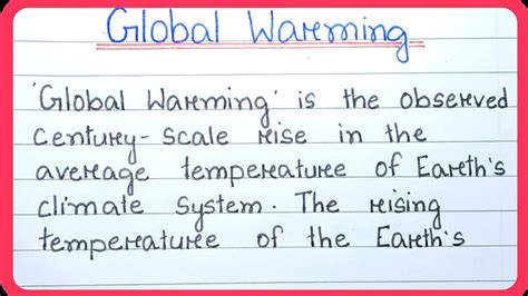 Essay On Global Warming In English Edurakib YouTube