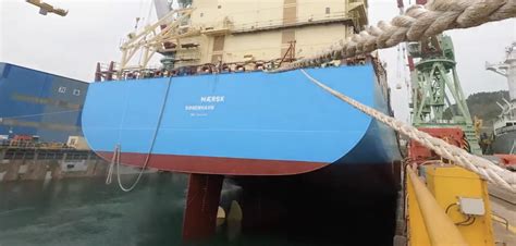 Video Maersks First Methanol Powered Feeder Vessel Launched At