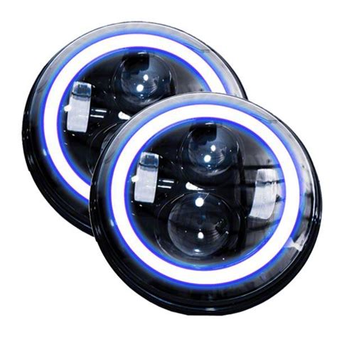 Jeep Wrangler 7 Inch LED Projector Headlights With White Blue Halo