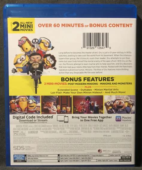 MINIONS THE RISE of Gru Blu ray DVD 2022 pas numérique Steve