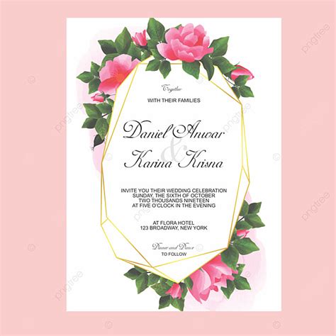 Watercolor Style Wedding Invitations Flower Style Template Download On