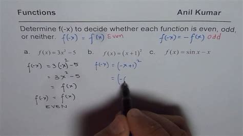 How To Test Algebraically For Even And Odd Functions YouTube