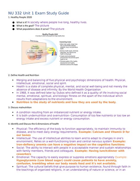 Nutrition Unit Exam Study Guide Nu Unit Exam Study Guide