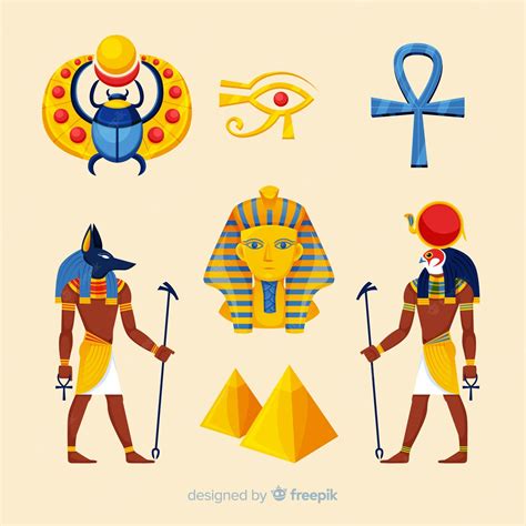 Free Vector | Flat egyptian symbols and gods collection