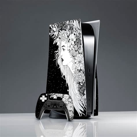 PS5 Skin Black Playstation 5 Skin Space Girl Console and Controller ...