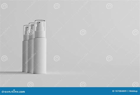 50ml White Plastic Spray Bottle Mockup Three Bottles 3d Illustration Stock Illustration