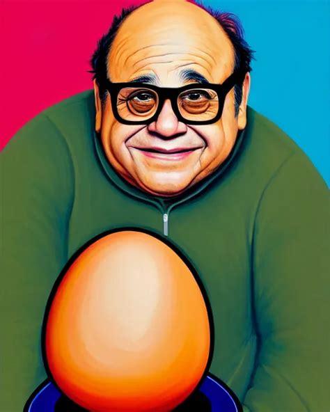 Painting Portrait Of Danny Devito As An Egg Cartoon Stable