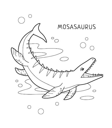 Premium Vector | Mosasaurus dinosaur printable coloring page for kids