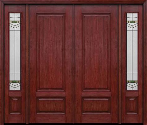 Eswda X Exterior Cherry In Two Panel Double Entry Door Sidelights