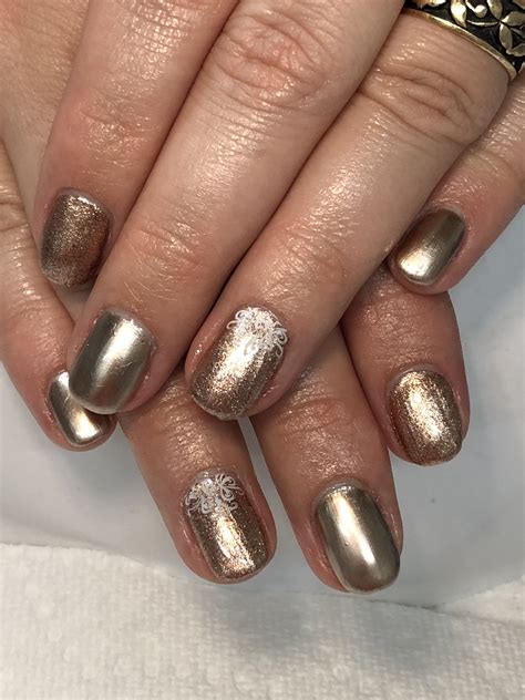 Gold Rose Gold Metallic Gel Nails Gold Nails Metallic Gold Nails