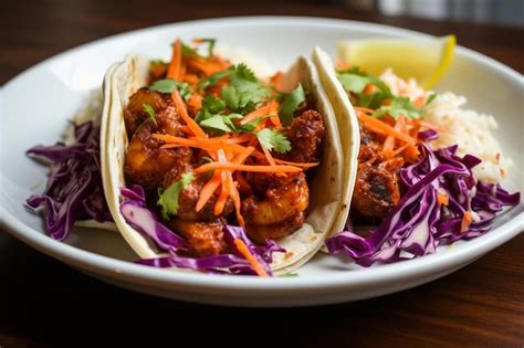 Premium Photo Grilled Adobo Fish Tacos With Pineapple Slaw