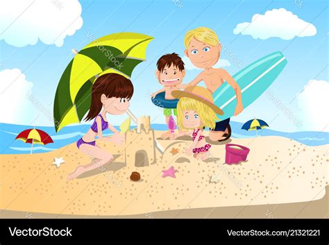 Beach family vacation Royalty Free Vector Image