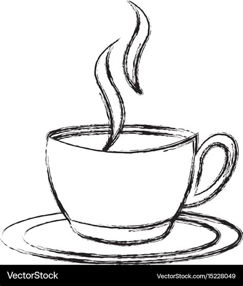 Sketch draw coffee cup cartoon Royalty Free Vector Image