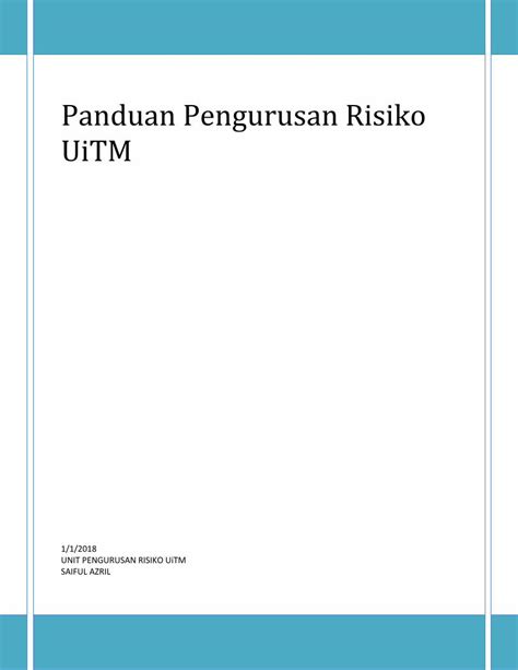 Pdf Panduan Pengurusan Risiko Uitm Pengurusan Polisi