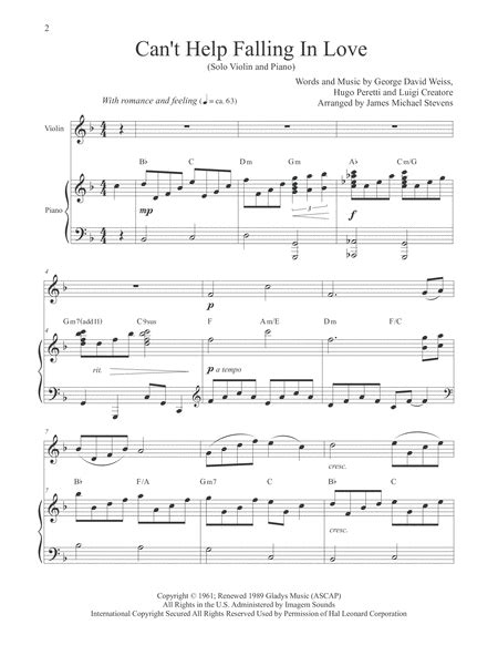 Cant Help Falling In Love Violin And Piano Sheet Music Cant Help Falling In Love Digital