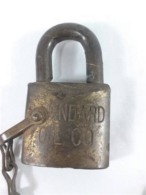 Vintage Brass Standard Oil Company Padlock Lock Amaco Gas