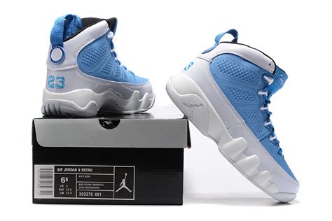 Women Nike Air Jordan 9 High White Light Blue Basketball Shoes For Online Sale0105 Blue