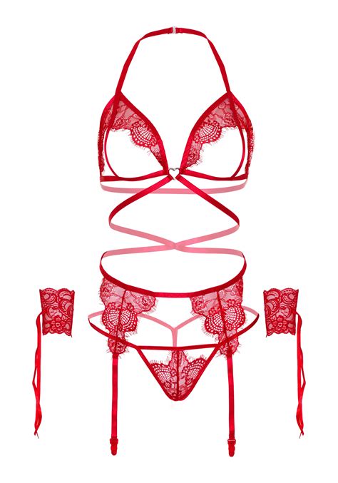 Open Cup Bra And Garter Belt Set Legavenueeu