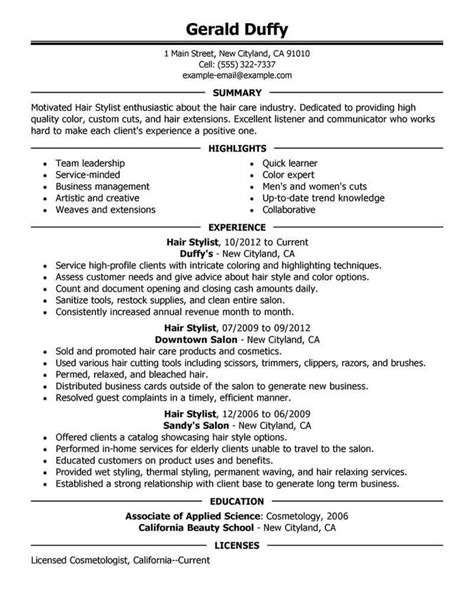 Best Hair Stylist Resume Example Livecareer