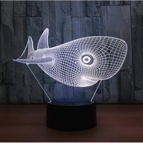 D Lampe Illusion Optique Led Veilleuse Requin Couleurs Tactile Lampe