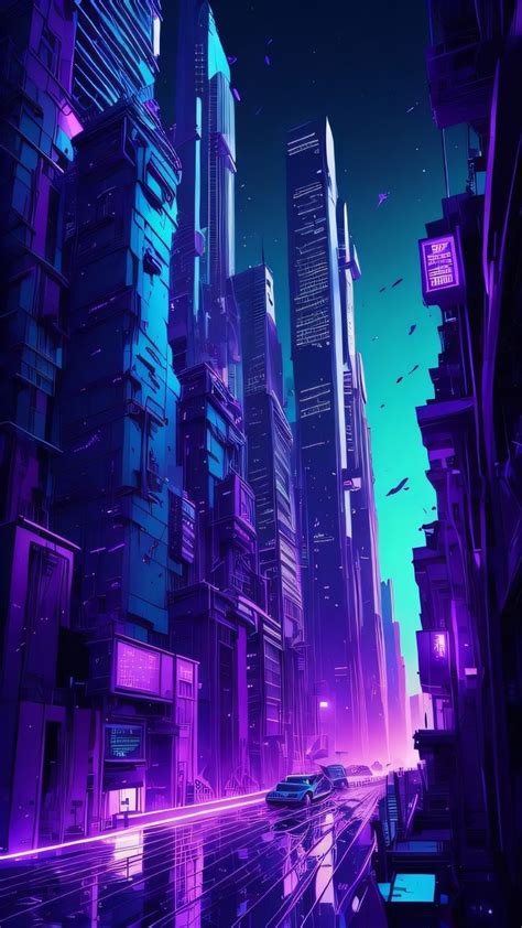 Blue And Purple City Phone Wallpaper | Cyberpunk city, Cool wallpapers art, Neon wallpaper