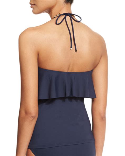 Michael Michael Kors Cascading Front Tankini Swim Top New Navy