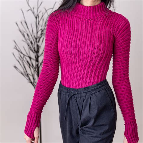 Easy Crochet Classic Turtleneck Pdf Pattern Etsy In 2021 Sweater