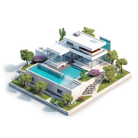 Premium AI Image | Luxury house with swimming pool isolated on empty ...