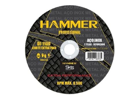 Disco De Corte Fino Inox 4 1 2 X 1 0 Esmerilhadeira Hammer Disco De