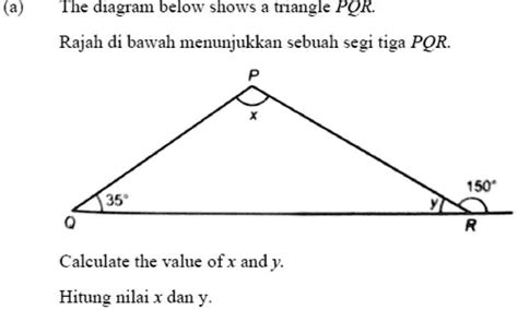 Solved The Diagram Below Shows A Triangle Pqr Rajah Di Bawah