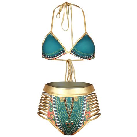 Bikinis Women African Print Bikini Set Swimwear Push Up Padded Bra